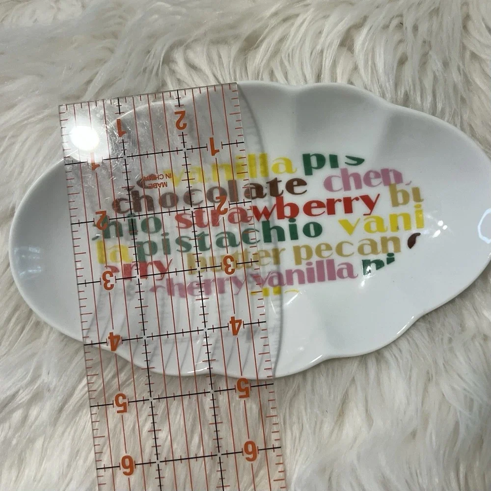 Vintage Japan Ice Cream Flavor Typography Scalloped Ceramic Bowls Set of 4